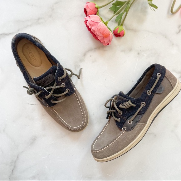 Sperry Songfish Suede Wool Boat Shoes 7 
